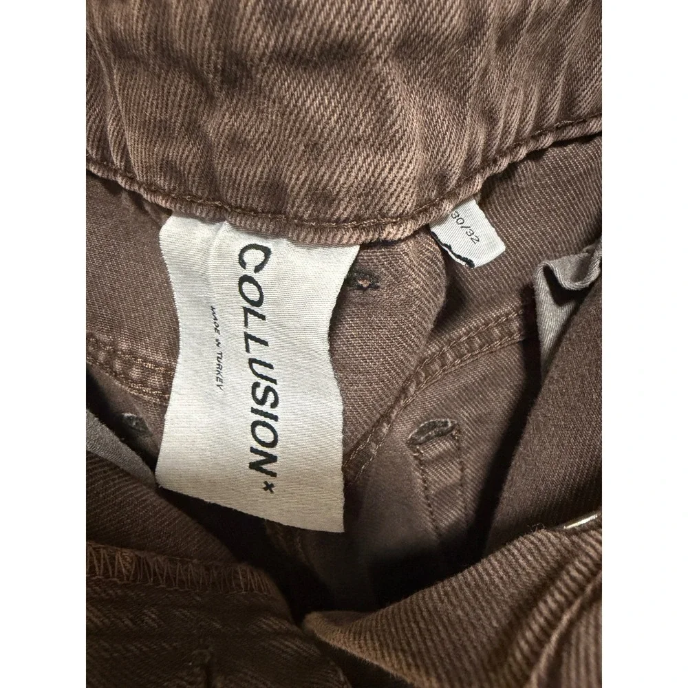 Collusion x005 Womens Brown Straight Leg High Rise Button Fly Jeans Size 30